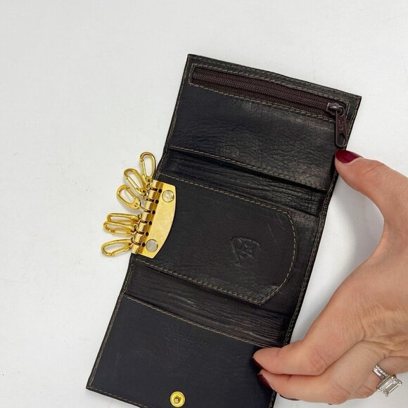 Genuine Leather Small Dark Brown Key Holder Wallet Unisex - Picture 3 of 16